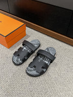 HERMES CHYPRE SANDAL BLACK CALFSKIN UNIQUE