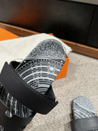 HERMES CHYPRE SANDAL BLACK CALFSKIN UNIQUE