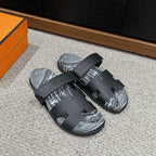 HERMES CHYPRE SANDAL BLACK CALFSKIN UNIQUE