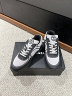 CHANEL CLASSIC TRAINER IN GREY MIX BLACK FABRIC
