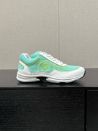 CHANEL CLASSIC TRAINER IN MINT GREEN MIX WHITE FABRIC