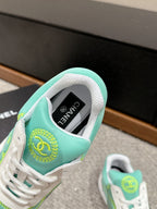 CHANEL CLASSIC TRAINER IN MINT GREEN MIX WHITE FABRIC