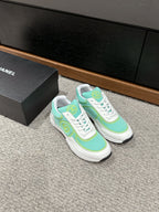 CHANEL CLASSIC TRAINER IN MINT GREEN MIX WHITE FABRIC