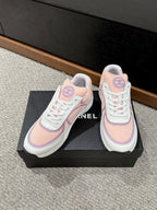 CHANEL CLASSIC TRAINER IN LIGHT PINK MIX WHITE FABRIC