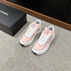 CHANEL CLASSIC TRAINER IN LIGHT PINK MIX WHITE FABRIC