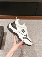 CHANEL CLASSIC SNEAKER IN WHITE MIX BLACK LAMBSKIN