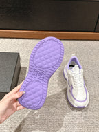 CHANEL CLASSIC SNEAKER IN WHITE MIX IRIS PURPLE LAMBSKIN