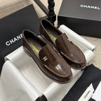 CHANEL 25C Moasins Chocolate Patent Leather