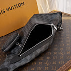 LOUIS VUITTON DUO CROSSBAG 42 IN GREY BLACK DAMIER GRAPHITE CANVAS