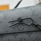 LOUIS VUITTON STEAMER 18 IN GUN METAL MONOGRAM ECLIPSE CANVAS MIX TURQUOISE CALFSKIN