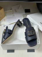 DIOR HIGH HEEL CLASSIC MONTAIGNE 40 MM 25S IN MIDNIGHT BLUE LAMBSKIN WITH CD LOGO