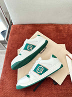 GUCCI SCREENER SNEAKER WHITE AND DARK GREEN CALFSKIN
