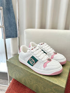 GUCCI SCREENER SNEAKER WHITE AND PINK CALFSKIN