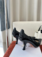 DIOR TRIBALES HIGH HEELS 80 MM 25S IN BLACK GLOSSY LEATHER