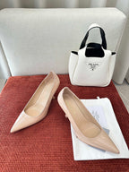 DIOR TRIBALES HIGH HEELS 80 MM 25S IN BEIGE GLOSSY LEATHER
