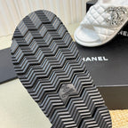 CHANEL Women's slippers with two crossed straps sheepskins white