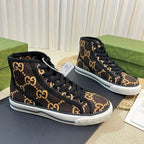 GUCCI Tennis 1977 High Top Sneaker  Black Brown Caro