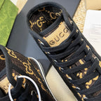 GUCCI Tennis 1977 High Top Sneaker  Black Brown Caro