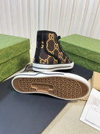 GUCCI Tennis 1977 High Top Sneaker  Black Brown Caro