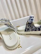 DIOR ACT SLIDES 25MM IN NAVY BLUE TWEED