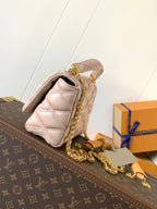 LOUIS VUITTON LV 25S GO-14 MM 23 IN LIGHT PINK QUILTED LAMBSKIN GOLD HARDWRE