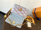 LOUIS VUITTON LV 25S GO-14 MM 23 IN LAVENDER GRAY QUILTED LAMBSKIN GOLD HARDWRE