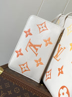 LOUIS VUITTON NEVERFULL MM TOTE BAG 32 IN WHITE MIX ORANGE CALFSKIN