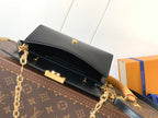 LOUIS VUITTON WALLET ON CHAIN CAPUCINES 23 IN BLACK SMOOTH CALFSKIN GOLD HARDWARE