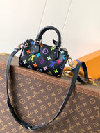 LOUIS VUITTON NANO SPEEDY BAG 16 IN COLORFUL MONOGRAM PATTERN AND BLACK COATED CANVAS