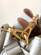 LOUIS VUITTON LV 25S BELLA TOTE BAG 32 IN PINK GREY PERFORATED MAHINA CALFSKIN