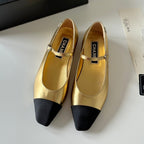 CHANEL MARY JANE GOLDEN MIX BLACK CALFSKIN
