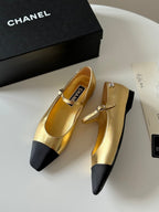 CHANEL MARY JANE GOLDEN MIX BLACK CALFSKIN