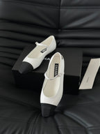 CHANEL MARY JANE WHITE MIX BLACK CALFSKIN