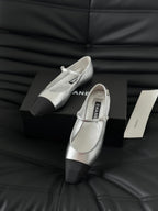 CHANEL MARY JANE SILVER MIX BLACK CALFSKIN