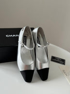 CHANEL MARY JANE SILVER MIX BLACK CALFSKIN