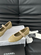 CHANEL MARY JANE SHOES BEIGE ECRU LAMBSKIN