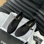 CHANEL MARY JANE SHOES BLACK CORDUROY TWILL FABRIC