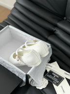 CHANEL MARY JANE SHOES WHITE CORDUROY TWILL FABRIC