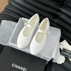 CHANEL MARY JANE SHOES WHITE CORDUROY TWILL FABRIC