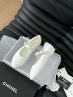 CHANEL MARY JANE SHOES WHITE CORDUROY TWILL FABRIC