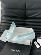 CHANEL CLASSIC BALLET FLATS LIGHT BLUE LAMBSKIN
