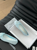 CHANEL CLASSIC BALLET FLATS LIGHT BLUE LAMBSKIN