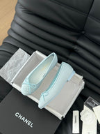 CHANEL CLASSIC BALLET FLATS LIGHT BLUE LAMBSKIN