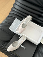 CHANEL CLASSIC HIGH SLINGBACK GREY CLOUD SUEDE