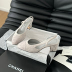 CHANEL CLASSIC HIGH SLINGBACK GREY CLOUD SUEDE