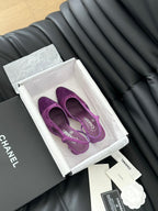 CHANEL CLASSIC HIGH SLINGBACK VIOLET PURPLE SUEDE