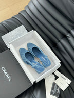CHANEL CLASSIC HIGH SLINGBACK CERULEAN BLUE CALFSKIN
