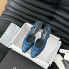 CHANEL CLASSIC HIGH SLINGBACK NAVY BLUE CALFSKIN