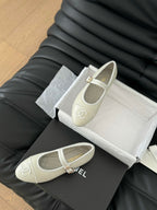 CHANEL MARY JANE SHOES IN GREY LAMBSKIN