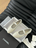 CHANEL MARY JANE SHOES IN GREY LAMBSKIN